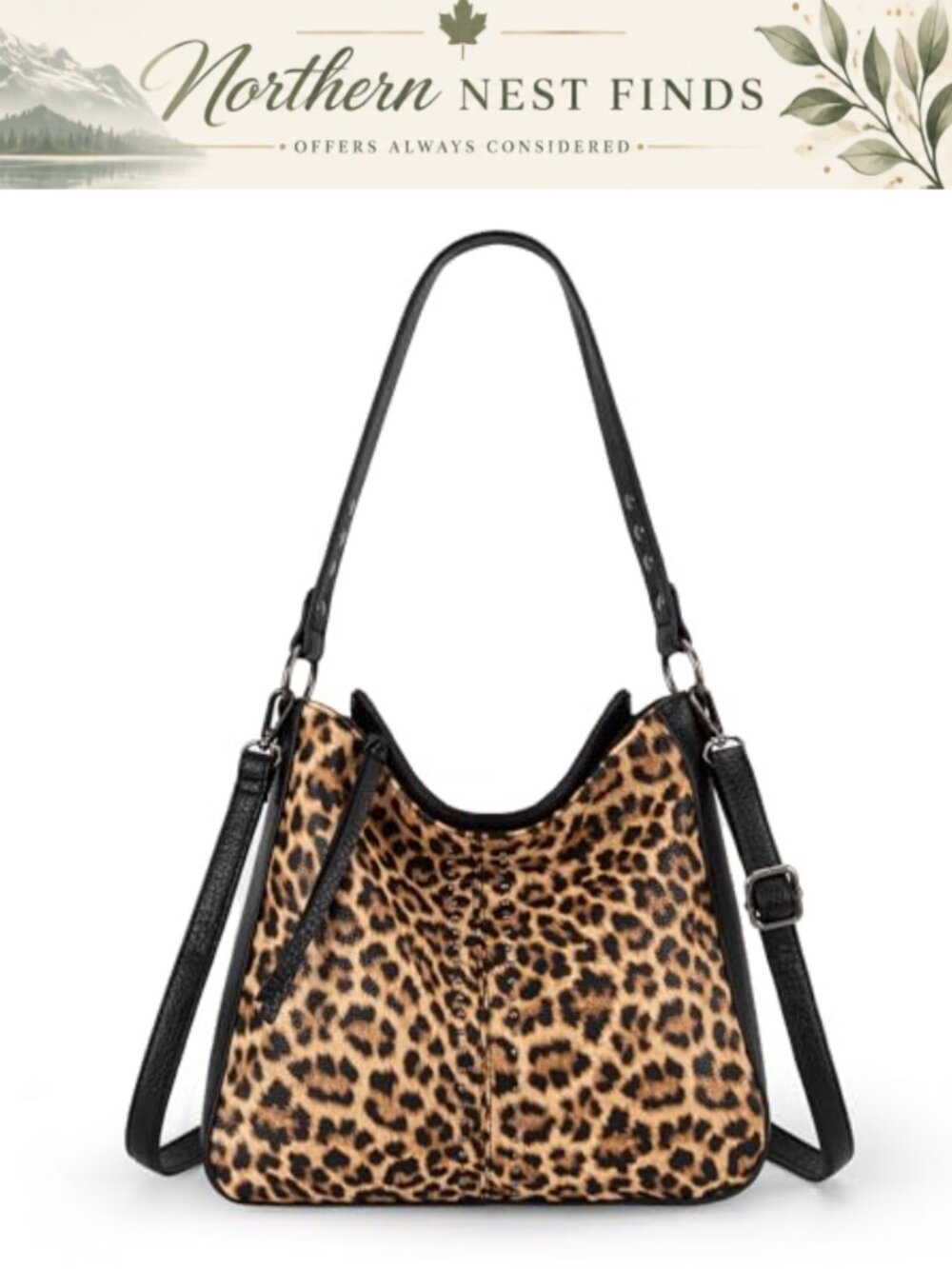 PU Leather Hobo Shoulder Bag Convertible Crossbody Purse Detachable Strap